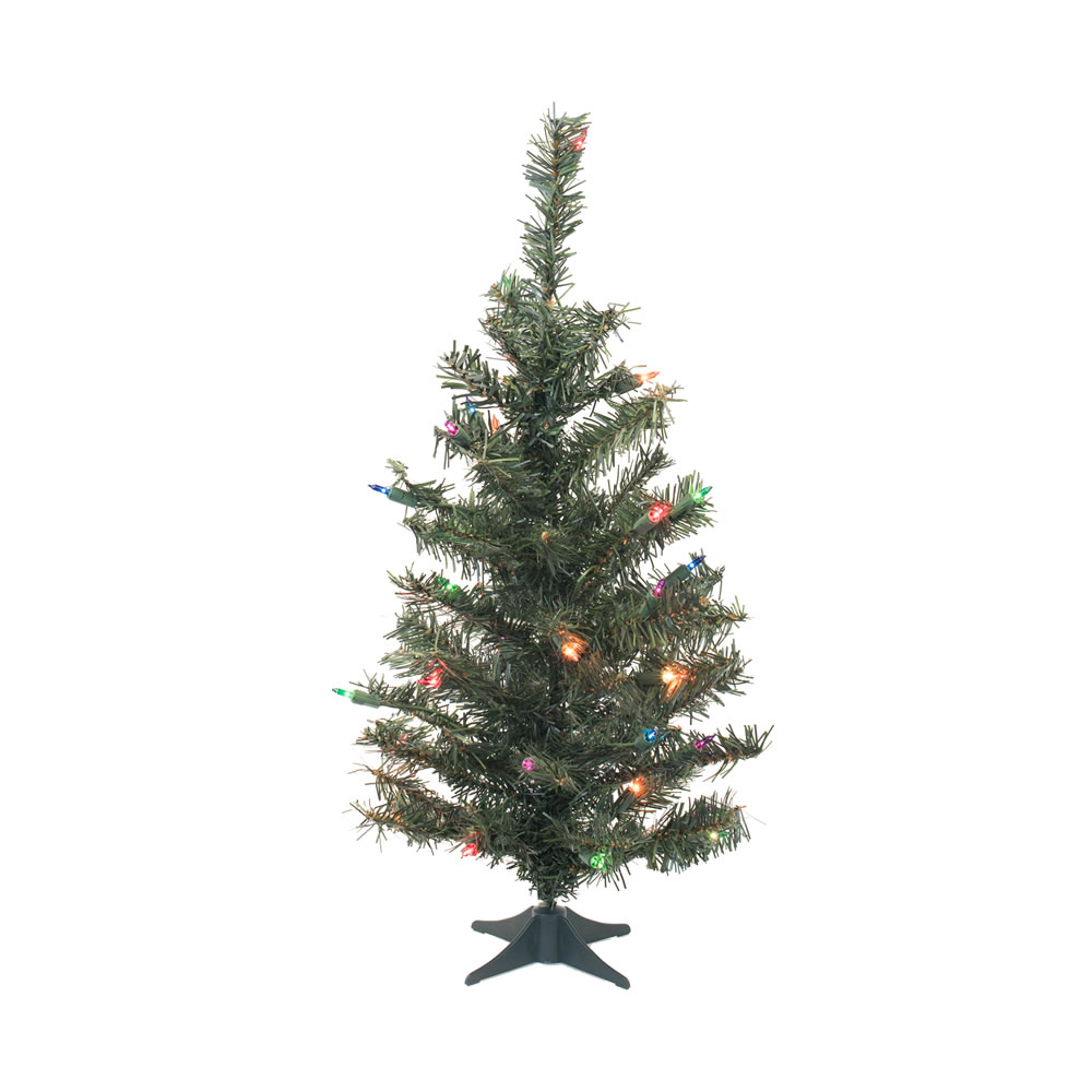 2.5 Foot Canadian Pine Artificial Christmas Tree 35 DuraLit Incandescent Multi Color Mini Lights