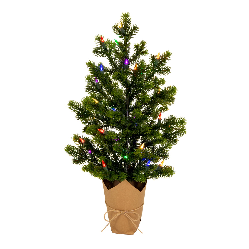 2 Foot Bryson Spruce Artificial Christmas Tree DuraLit LED M5 Italian Multi Color Mini Lights