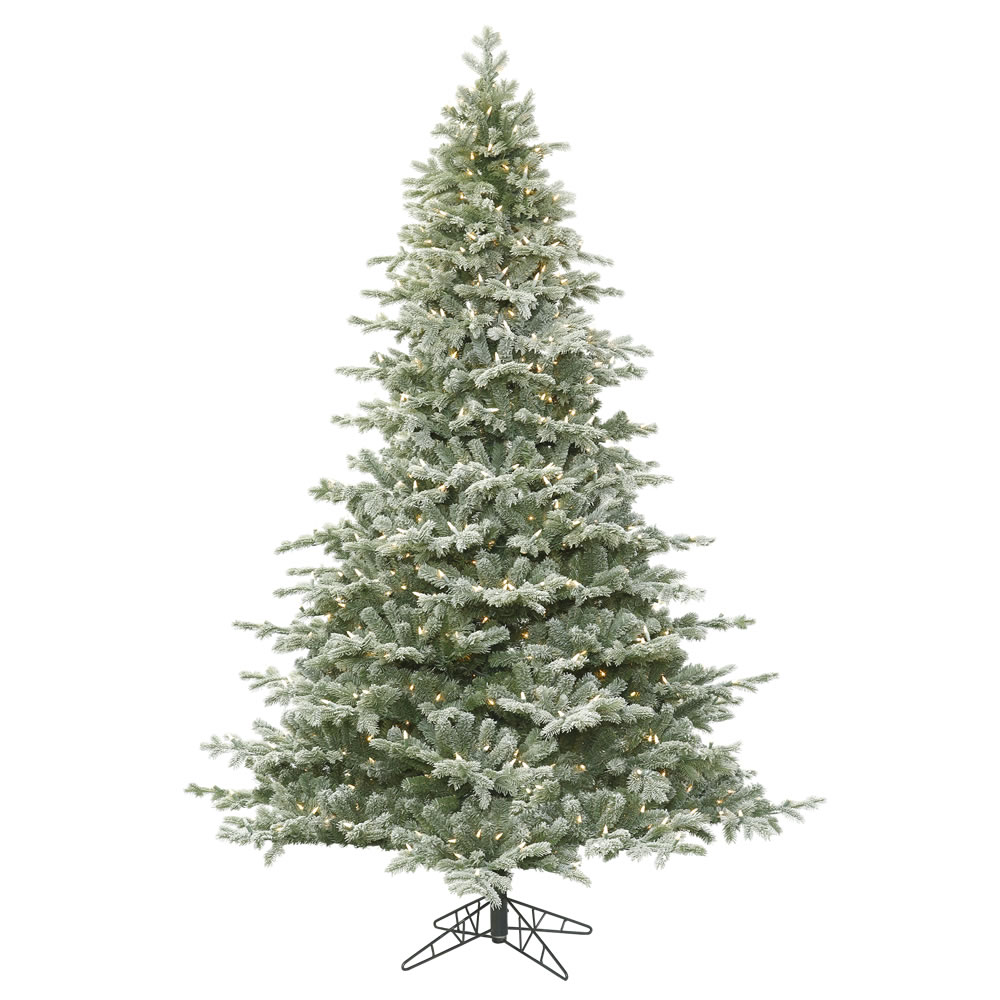 10 Foot Frosted Denton Spruce Artificial Christmas Tree 1200 DuraLit Incandescent Clear Mini Lights