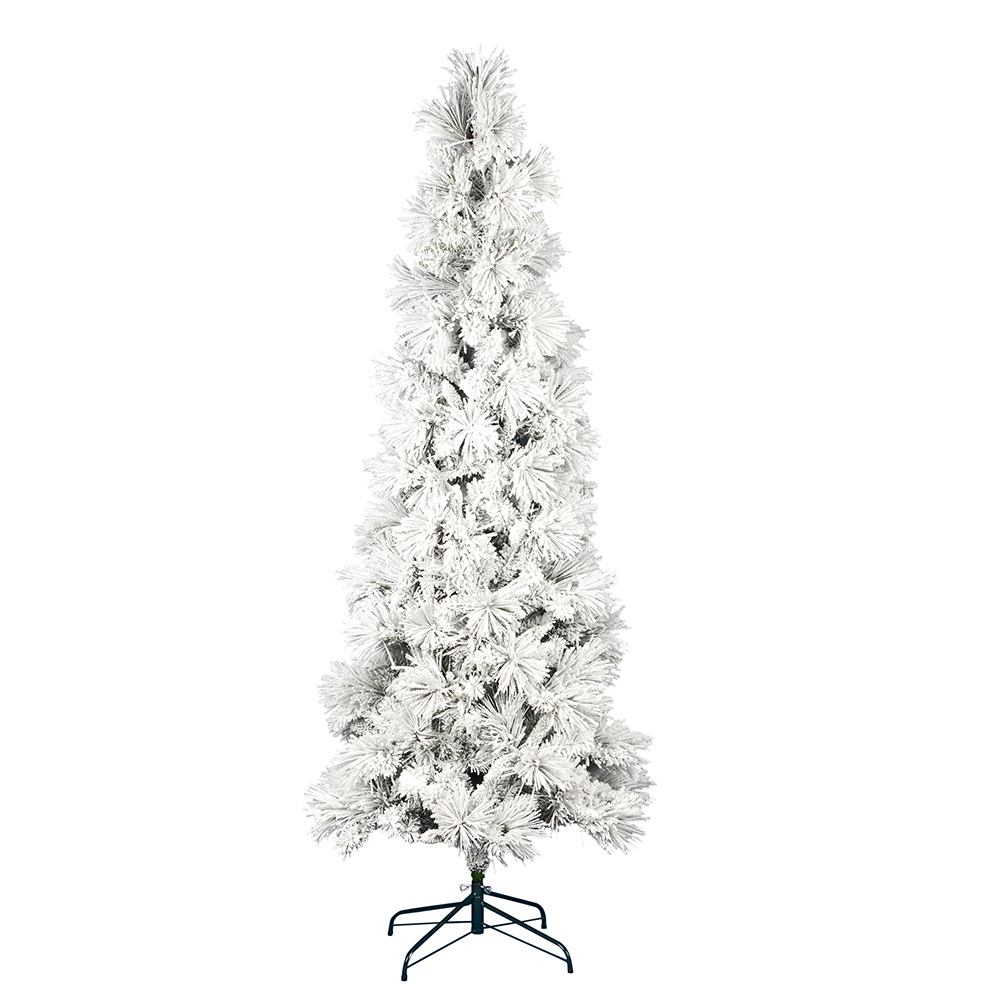 7.5 Foot Flocked Atka Pine Pencil Artificial Christmas Tree Unlit