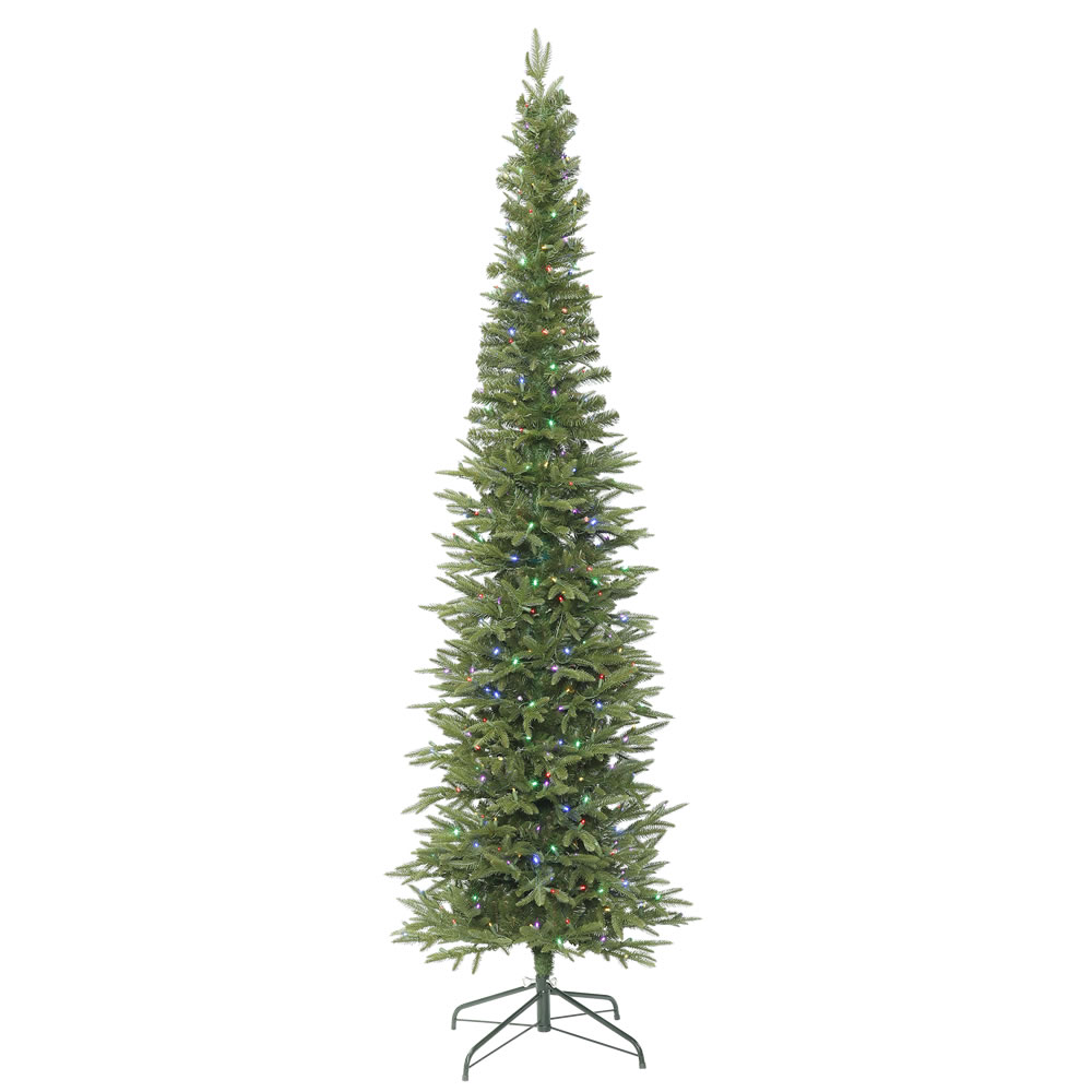 15 Foot Bixley Pencil Fir Artificial Christmas Tree 1800 DuraLit LED M5 Italian Multi Color Mini Lights