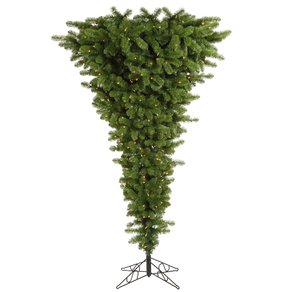 7.5 Foot American Upside Down Artificial Christmas Tree 500 DuraLit Incandescent Clear Mini Lights