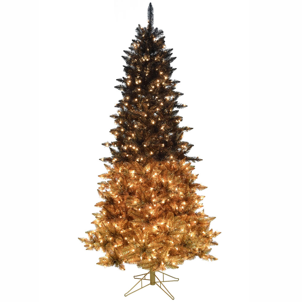 12 Foot Black Gold Ombre Artificial Christmas Tree 1850 LED M5 Italian Warm White Mini Lights