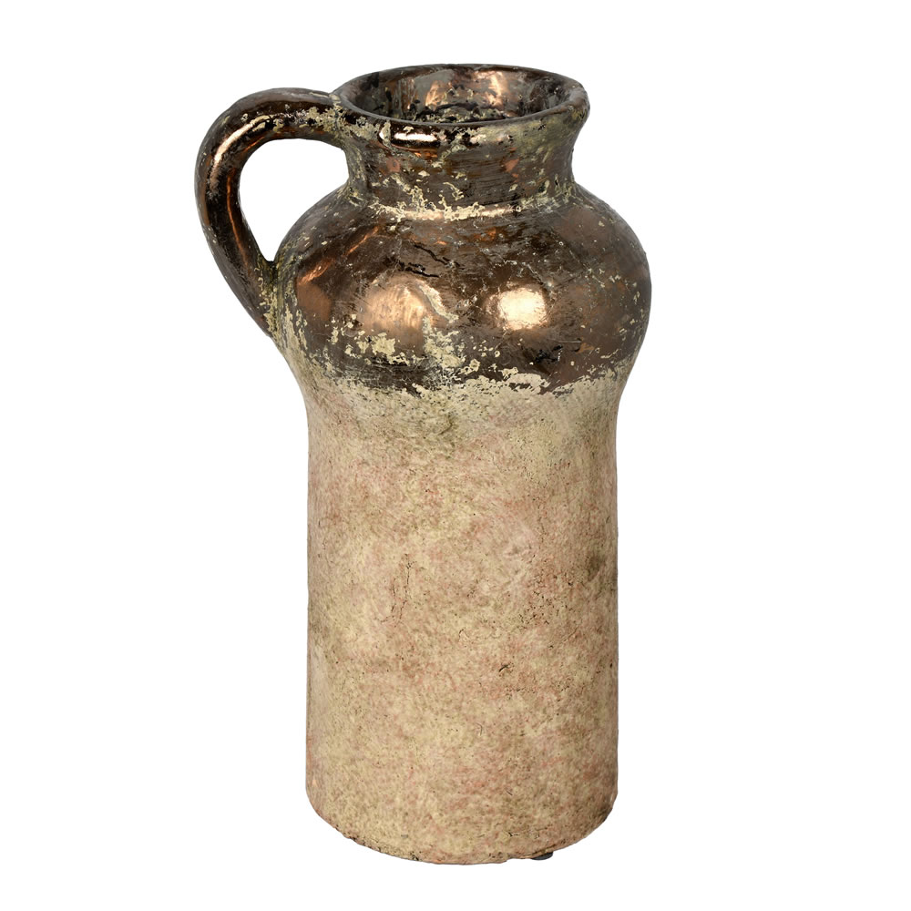 12 Inch Aged Terracotta Gray Ceramic Vase