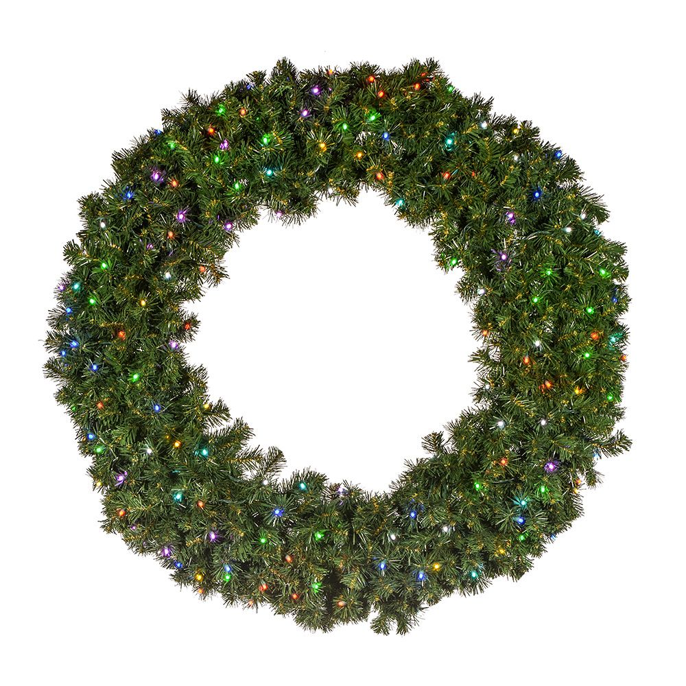 Christmastopia.com 48 Inch Sierra Artificial Christmas Wreath 150 LED 5MM Wide Angle Polka Dot RGB Color Change Lights 