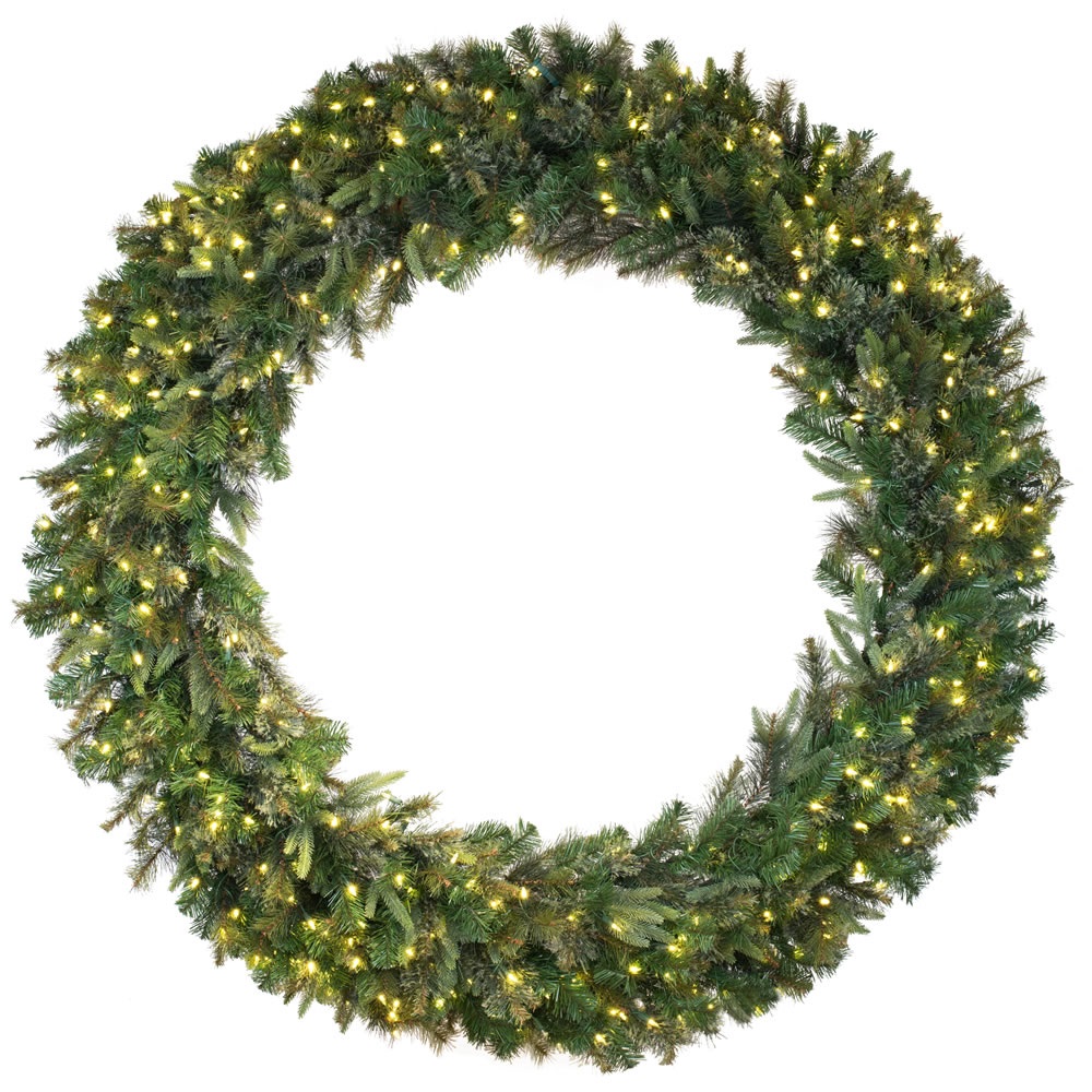 8 Foot Cashmere Pine Artificial Christmas Wreath 750 DuraLit Incandescent Clear Mini Lights