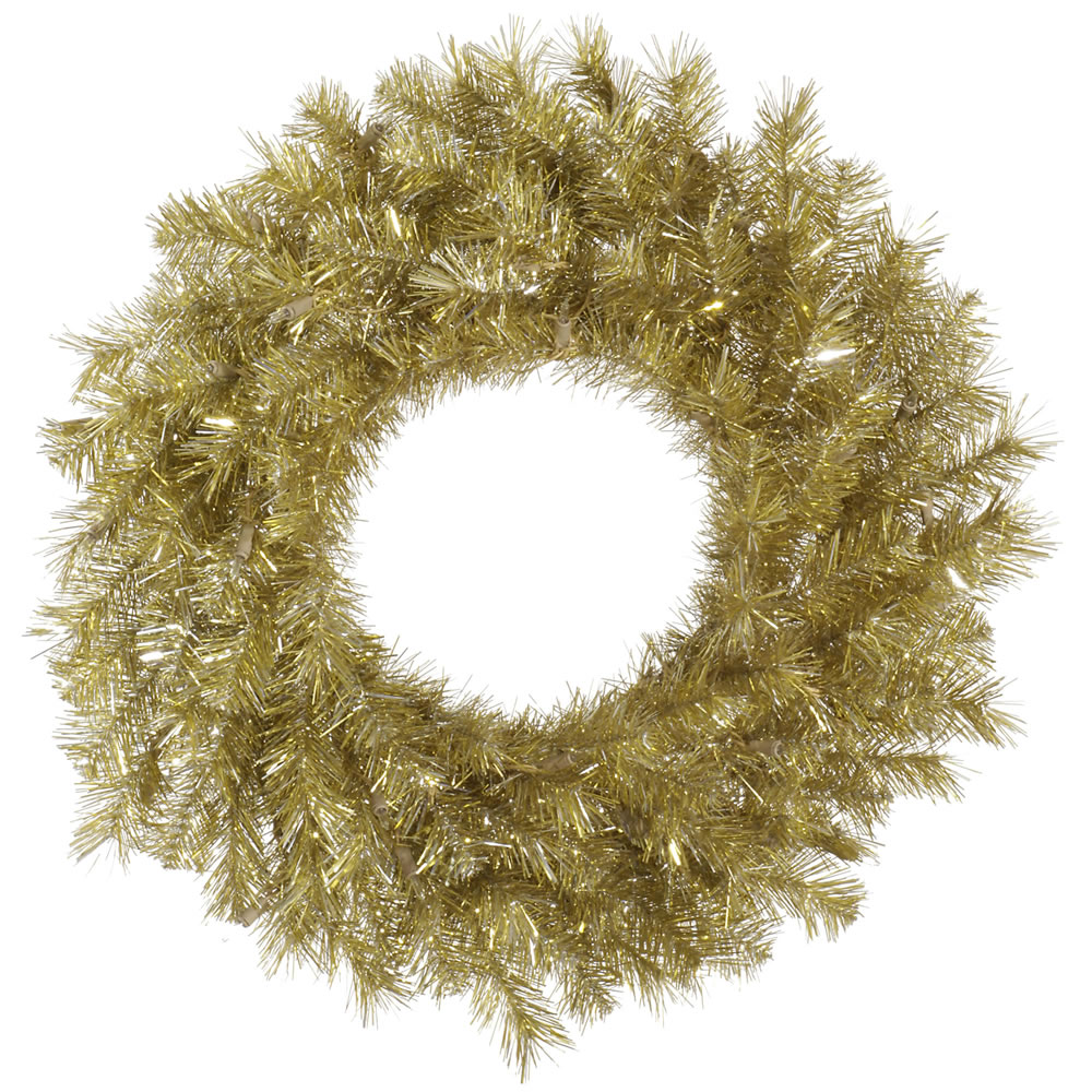 24 Inch Gold Silver Tinsel Artificial Christmas Wreath Unlit