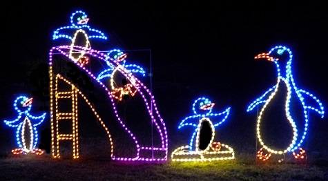 Giant Decor Commercial Displays Penguin On Slide With Momma For A Larger View Of This Item