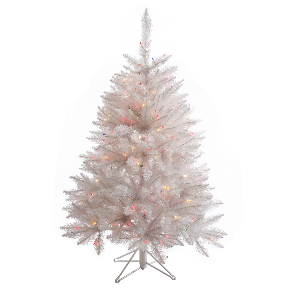 4.5 Foot Sparkle White Spruce Artificial Christmas Tree 200 DuraLit LED M5 Italian Frosted Multi Color Mini Lights