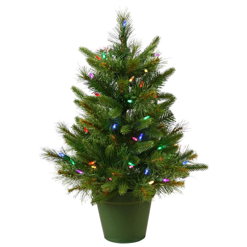 2 Foot Cashmere Pine Artificial Christmas Tree 50 DuraLit Multi Color Lights