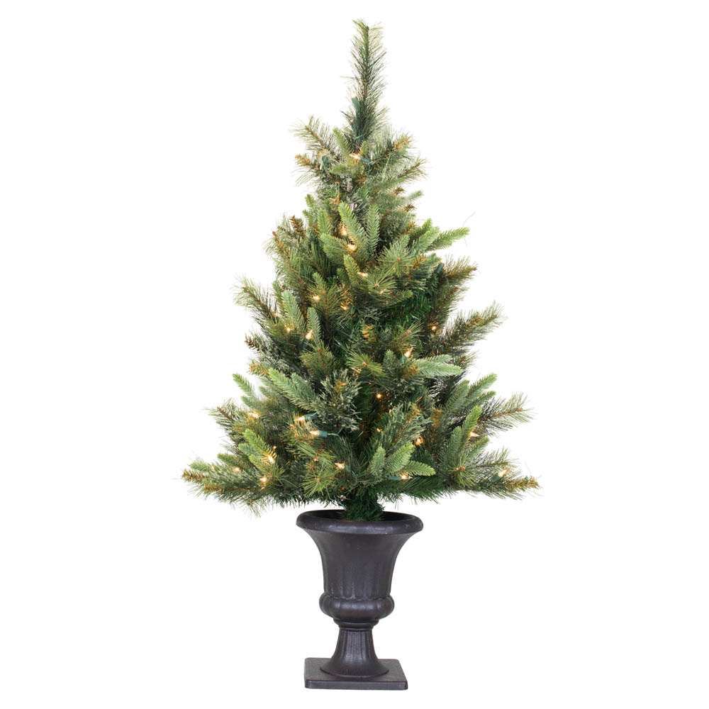 3.5 Foot Cashmere Pine Potted Artificial Christmas Tree 100 DuraLit Clear Lights