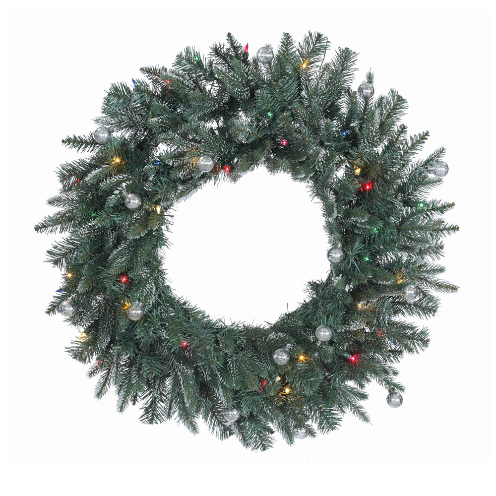 Christmastopia.com 30 Inch Crystal Balsam Wreath 50 DuraLit Multi Lights