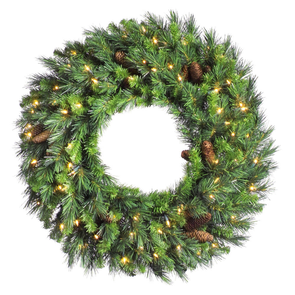 10 Foot Cheyenne Pine Artificial Christmas Wreath 600 DuraLit Incandescent Clear Mini Lights