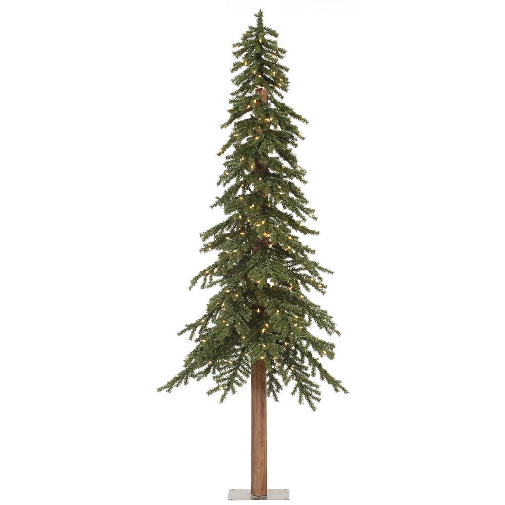 8 Foot Natural Alpine Artificial Christmas Tree 400 Incandescent Clear Mini Lights