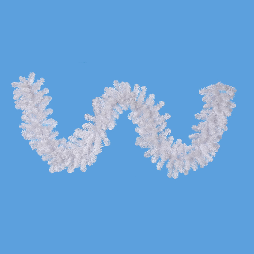 9 Foot Crystal White Spruce Artificial Christmas Garland Unlit