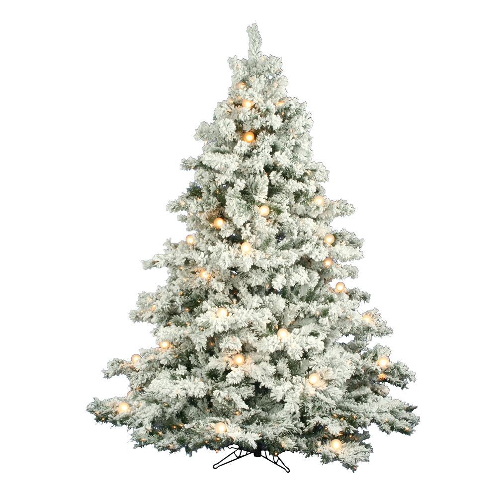 Christmastopia.com 7.5 Foot Flocked Alaskan Artificial Christmas Tree 800 DuraLit Clear Mini and G50 Lights