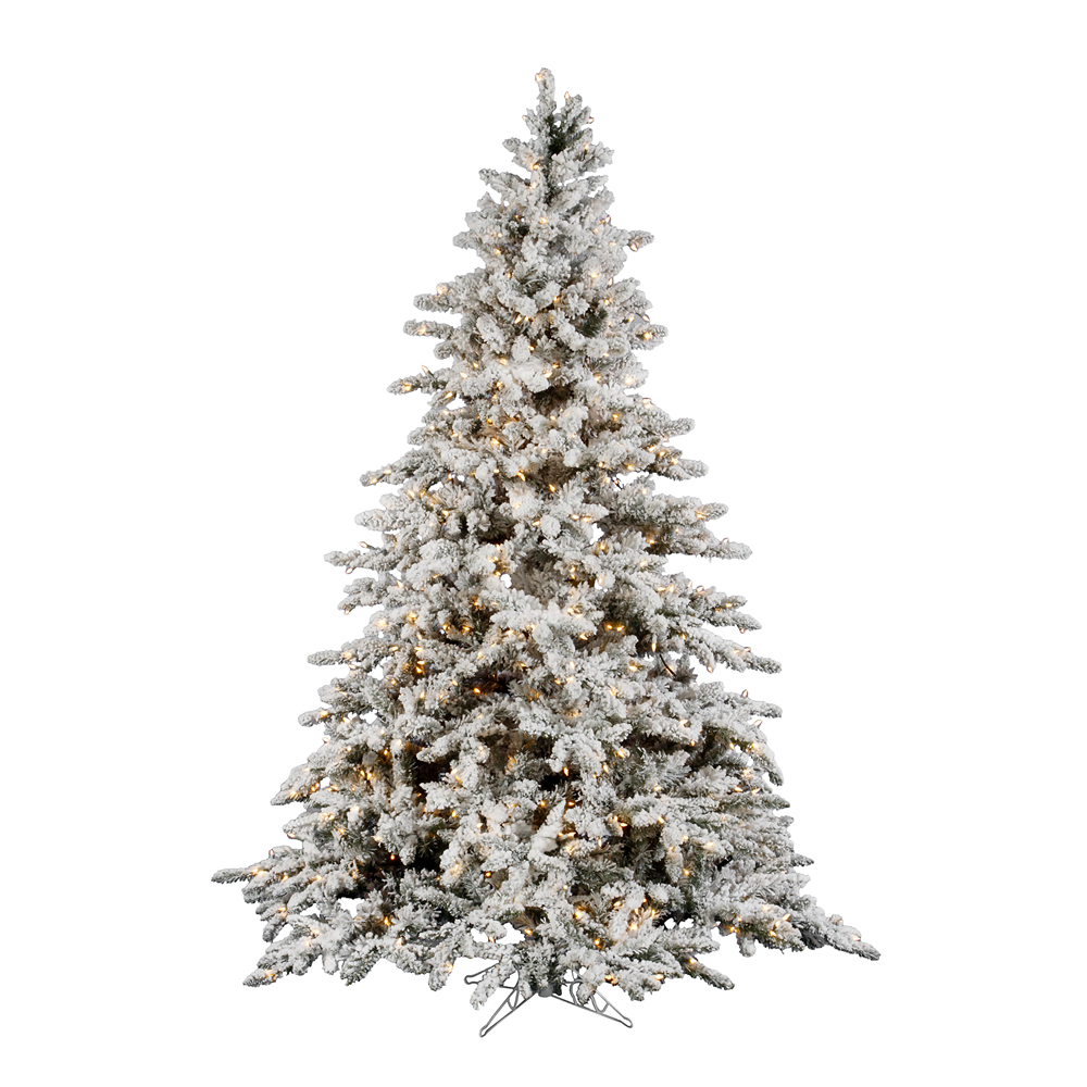 Christmastopia.com 9 Foot Flocked Utica Fir Artificial Christmas Tree 1200 DuraLit Incandescent Clear Mini Lights
