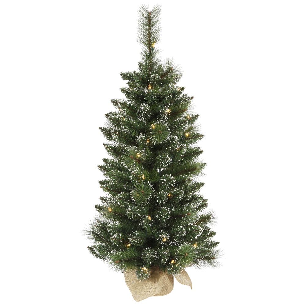 3 Foot Snow Tipped Mixed Pine Artificial Christmas Tree 50 DuraLit LED M5 Italian Warm White Mini Lights