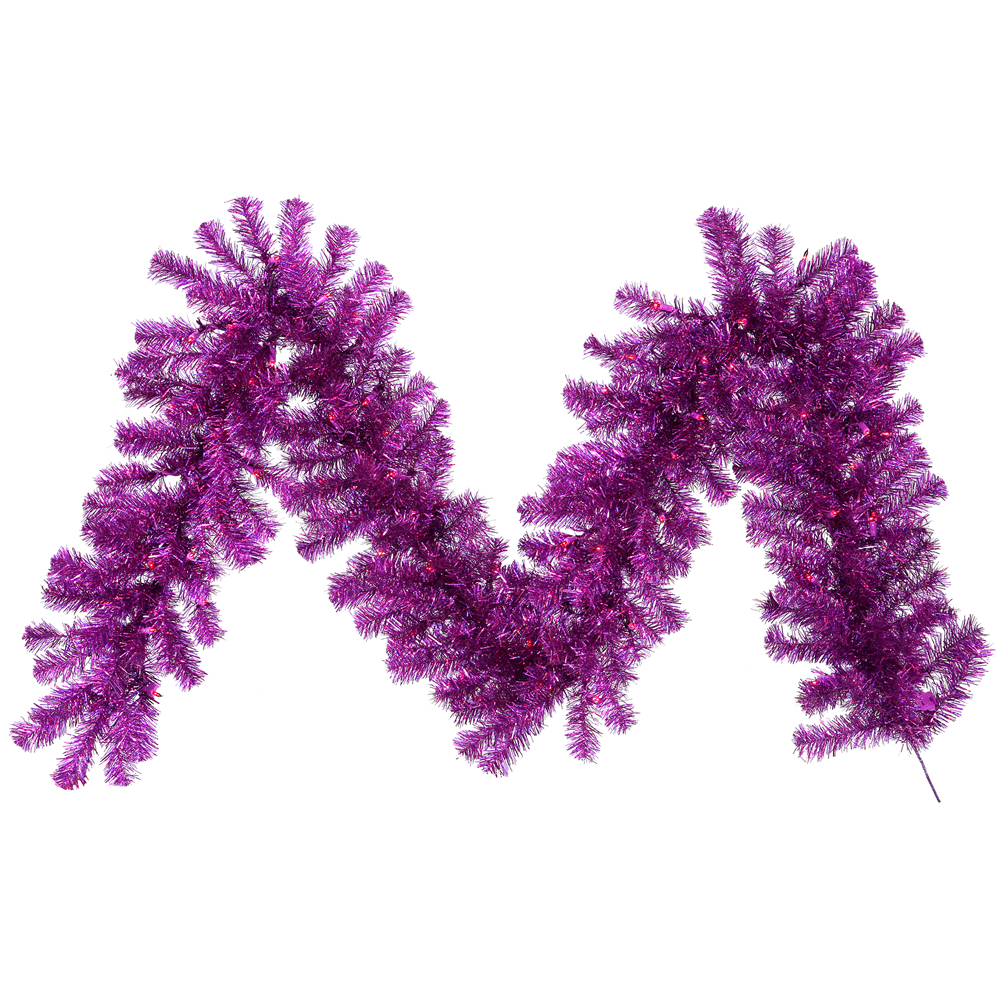 Christmastopia.com 9 Foot Purple Artificial Halloween Garland 70 DuraLit LED M5 Italian Purple Mini Lights