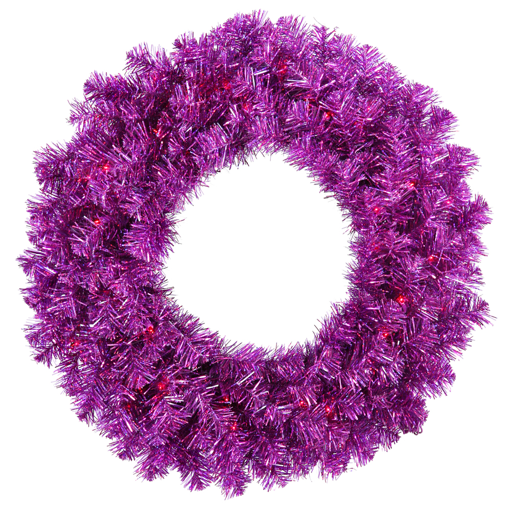 Christmastopia.com - 24 Inch Purple Artificial Halloween Wreath 50 DuraLit LED M5 Italian Purple Mini Lights