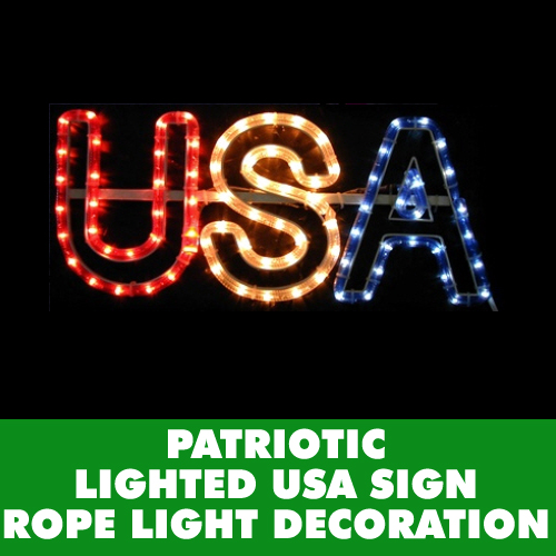 Christmastopia.com - Patriotic USA Rope Light Window Wall Decoration