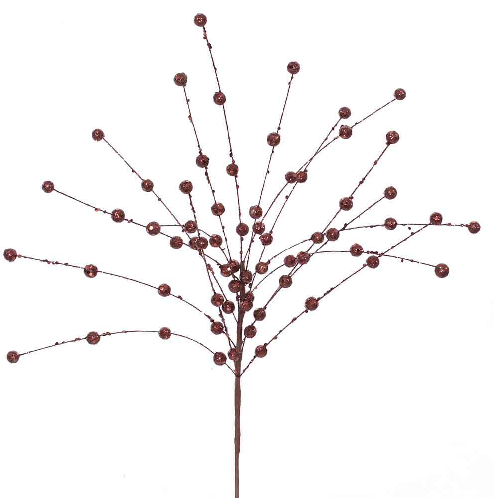 Burgundy Glitter Sequin Berry Decorative Artificial Christmas Spray