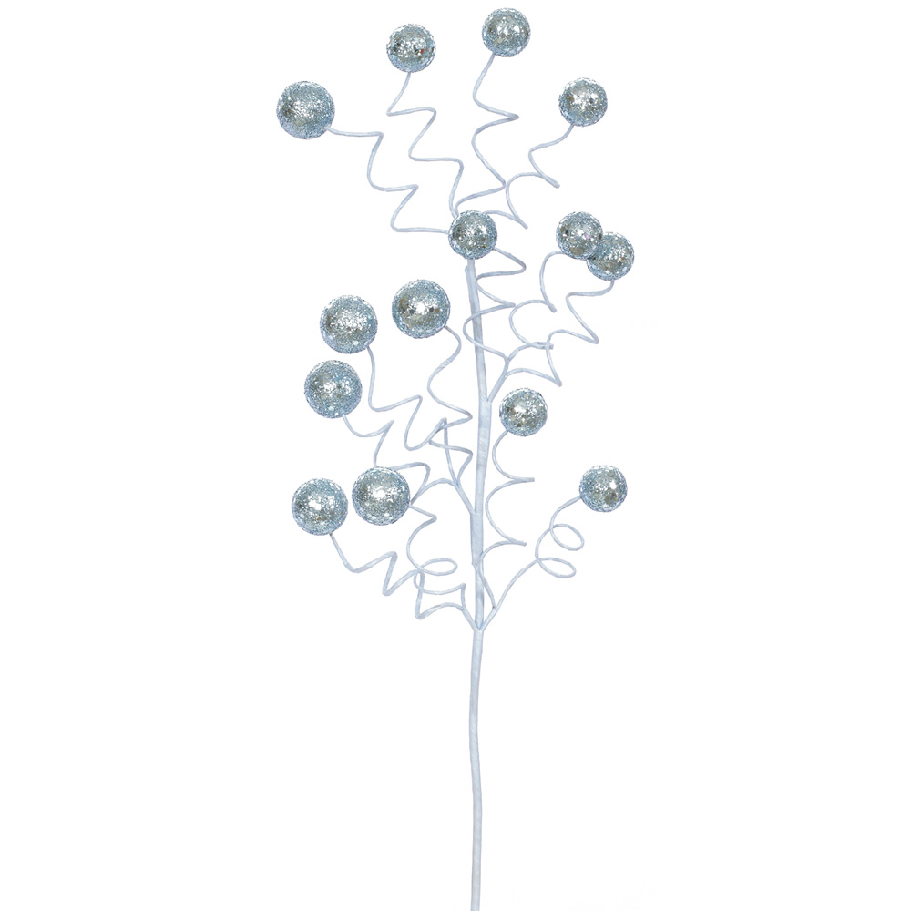 Baby Blue Glitter Sequin Ball Decorative Artificial Christmas Spray Set of 12