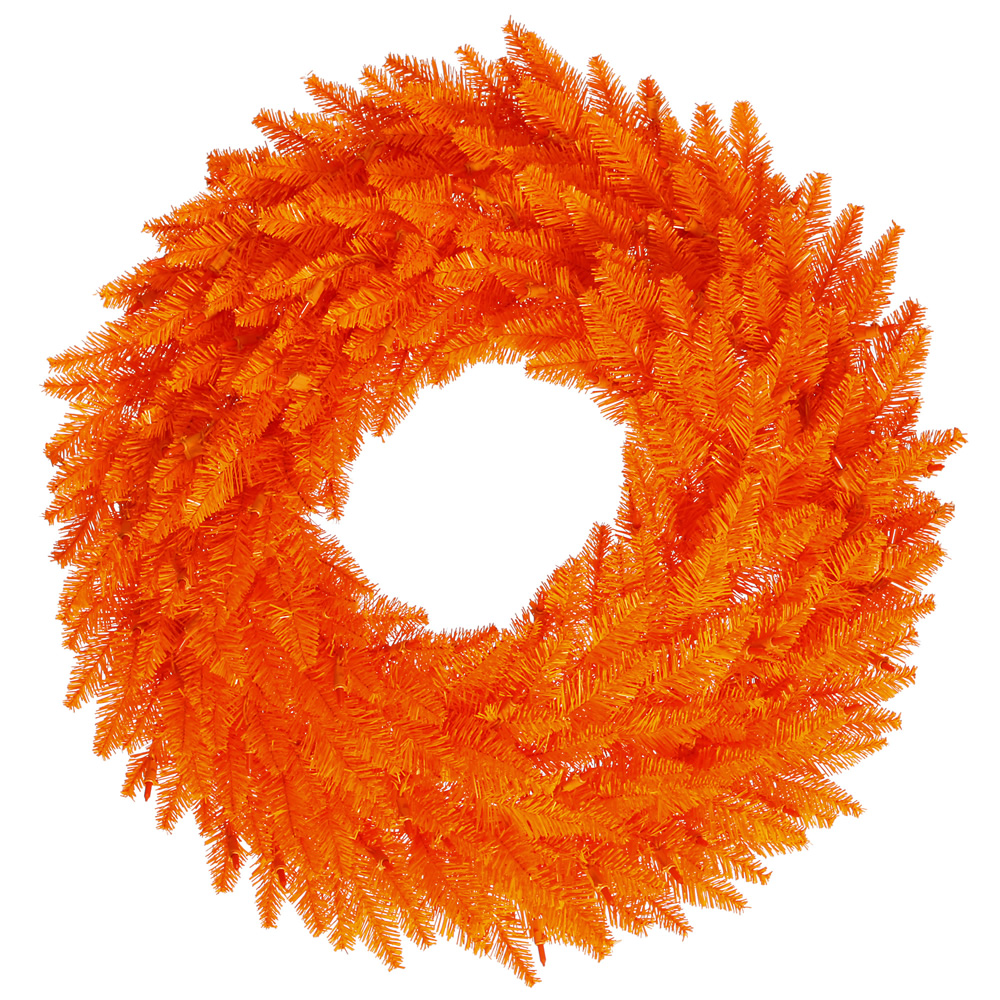 24 Inch Orange Fir Artificial Halloween Wreath Unlit