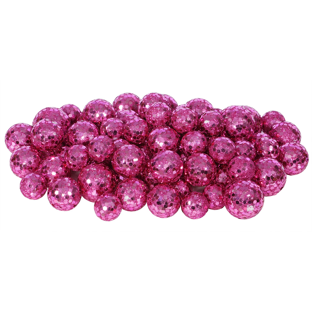 Magenta Glitter Sequin Styrofoam Ball Assorted Sizes