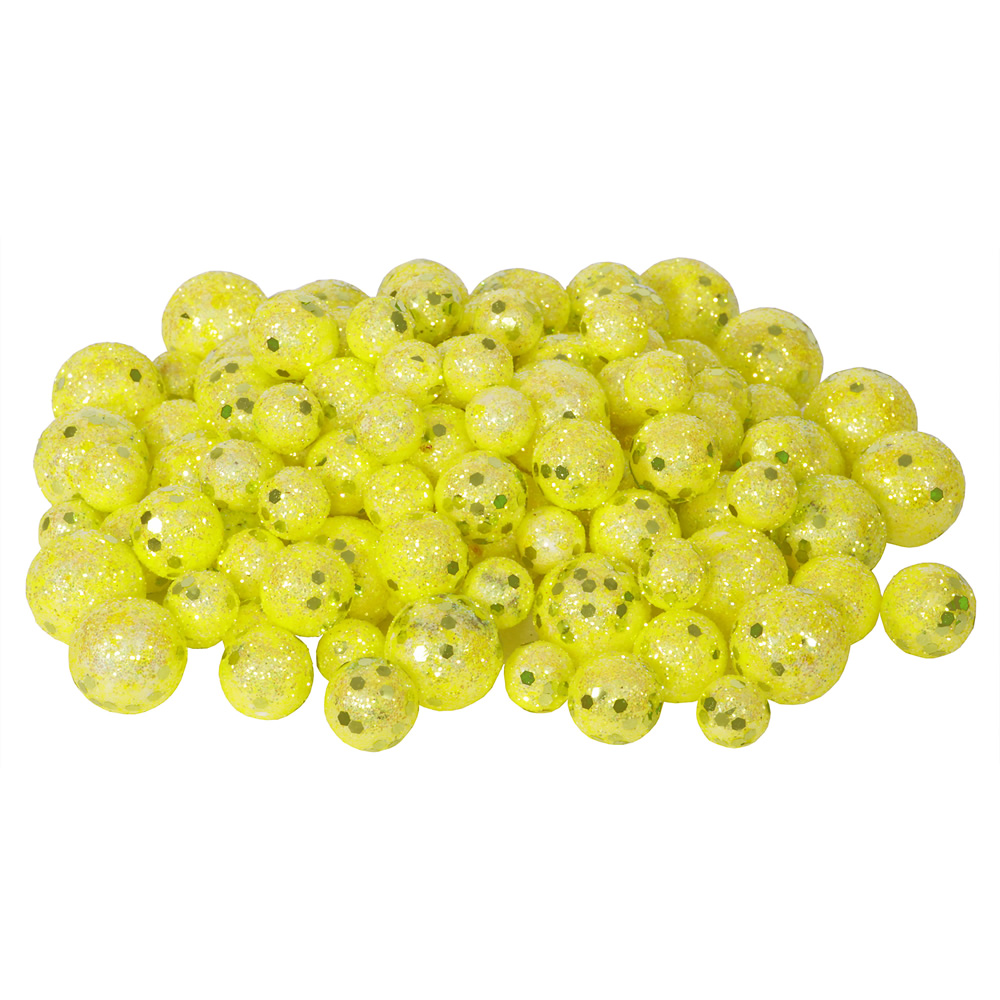 Yellow Glitter Sequin Styrofoam Ball Assorted Sizes