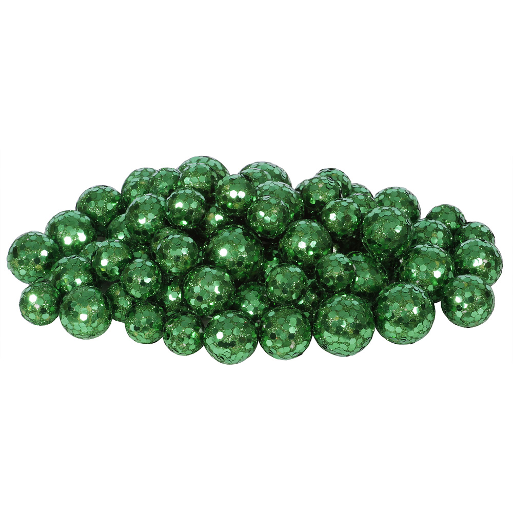 Christmastopia.com - Emerald Green Glitter Sequin Styrofoam Ball Assorted Sizes