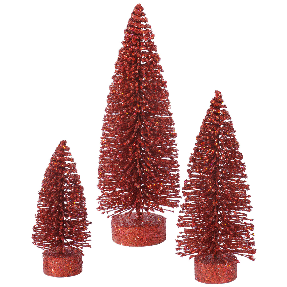 Red Glitter Oval Artificial Valentines Day Trees Unlit