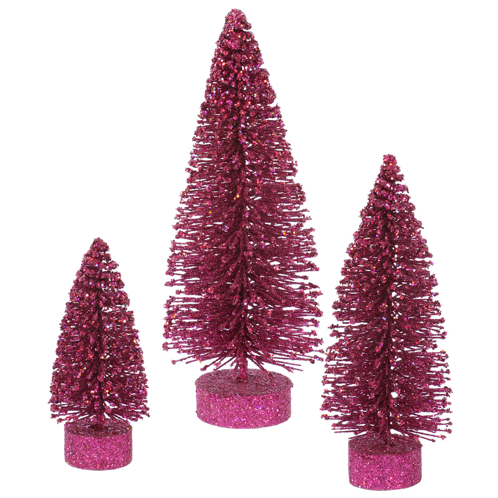 Mauve Glitter Oval Artificial Valentines Day Trees Unlit