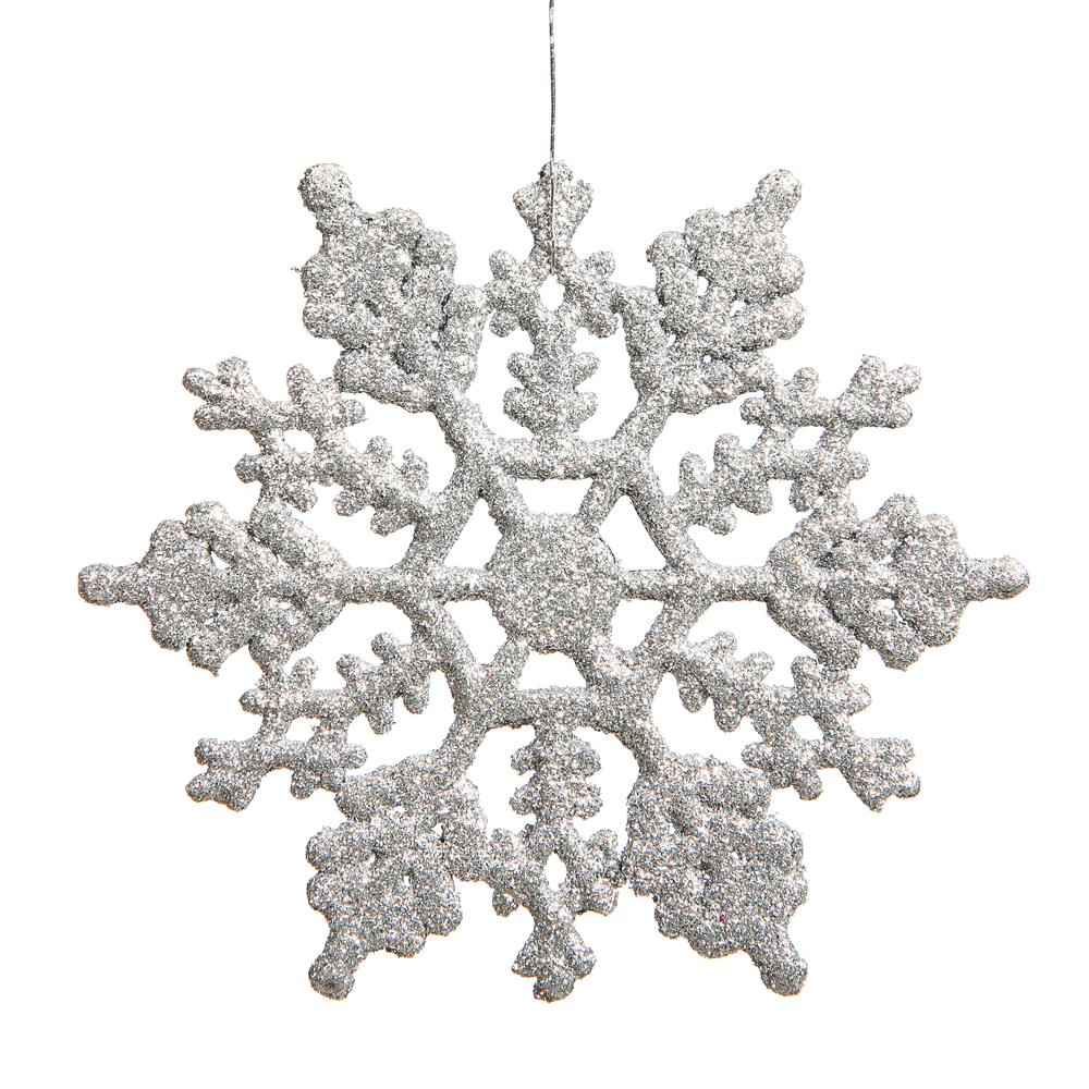 4 Inch Silver Glitter Snowflake Christmas Ornament 2 per Set4