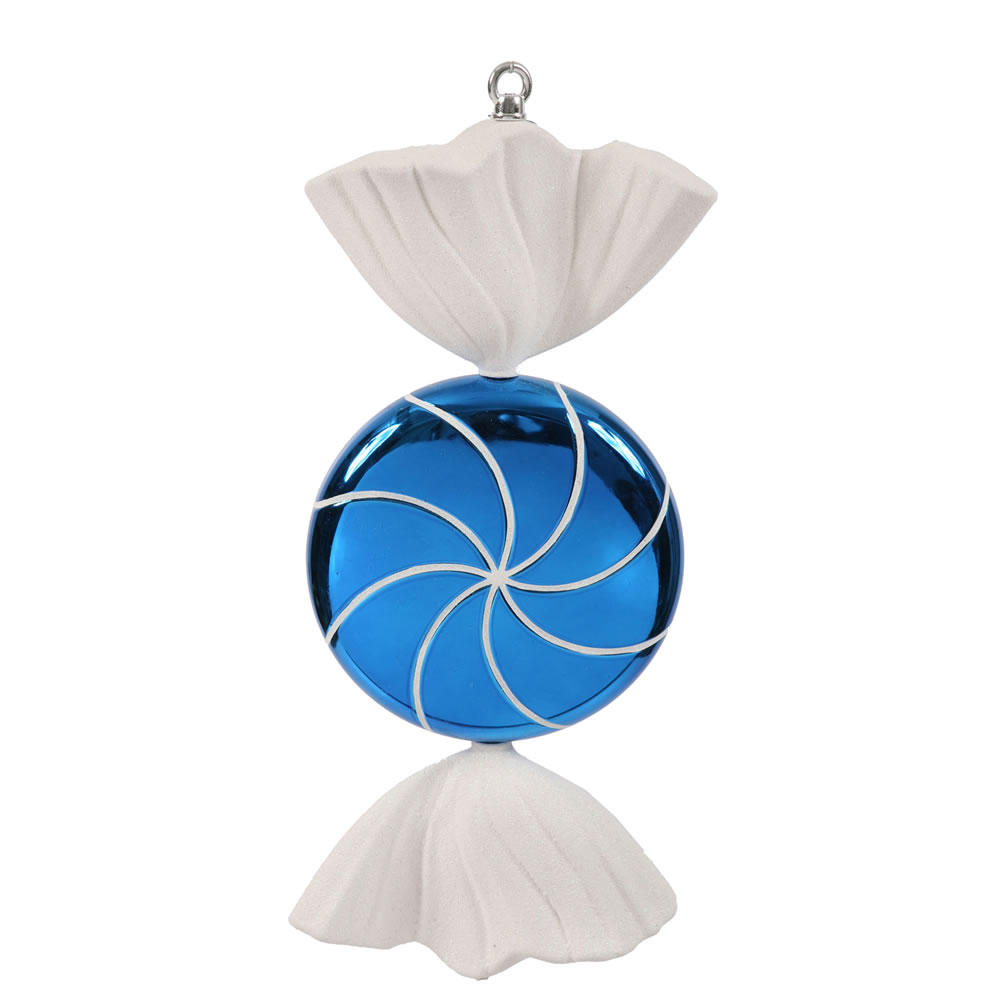 18.5 Inch Blue White Swirl Candy Christmas Ornament