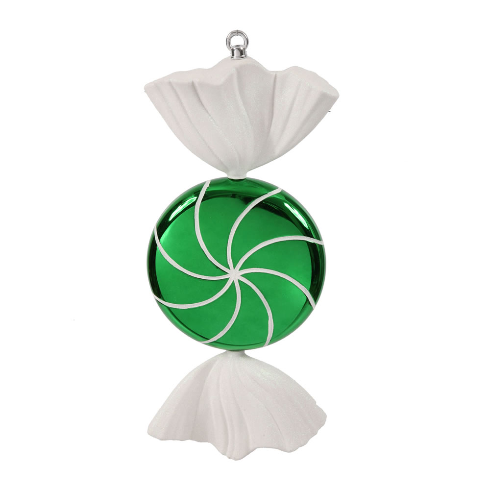 18.5 Inch Green White Swirl Candy Christmas Ornament