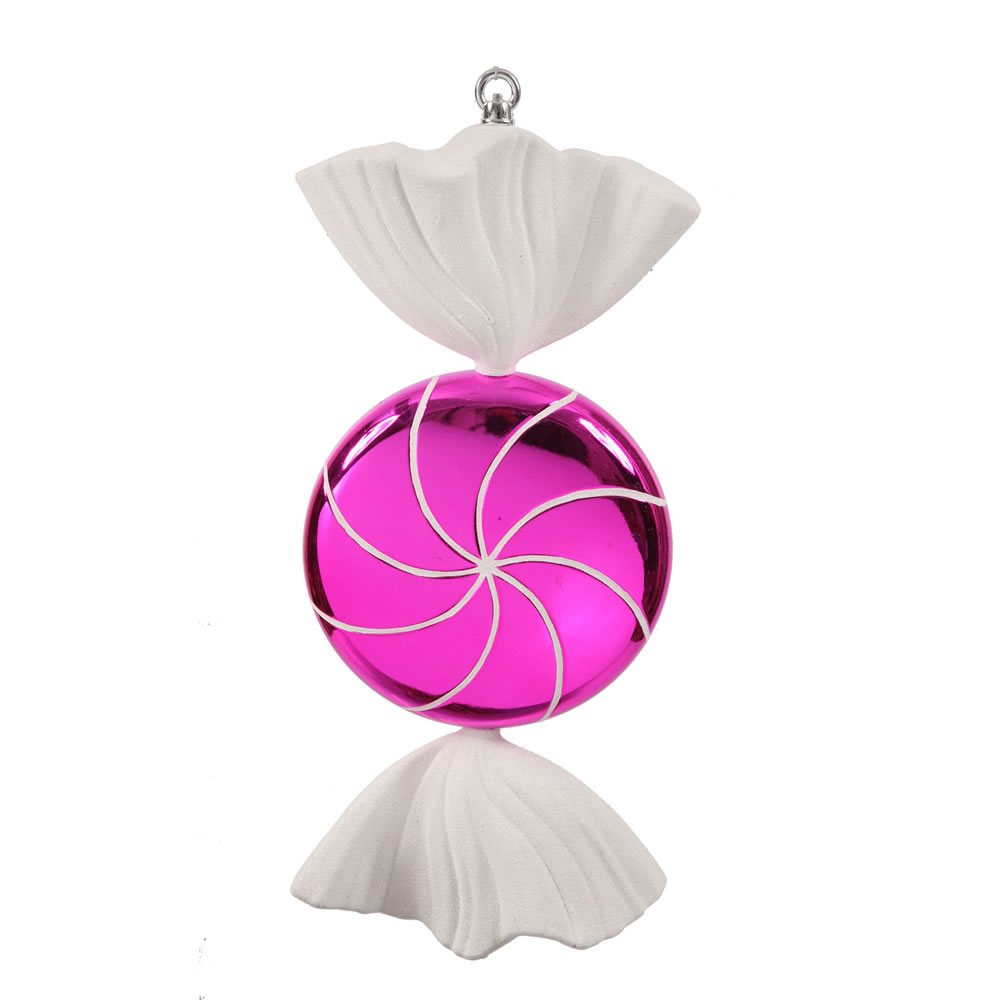 18.5 Inch Pink White Swirl Candy Christmas Ornament