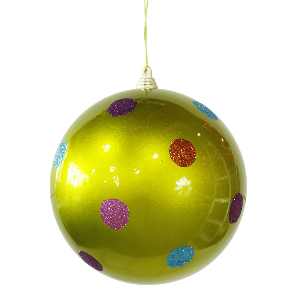 Christmastopia.com 5.5 Inch Lime Green Candy Polka Dot Round Christmas Ball Ornament