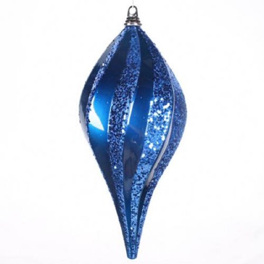 8 Inch Blue Candy Glitter Swirl Drop Christmas Ornament