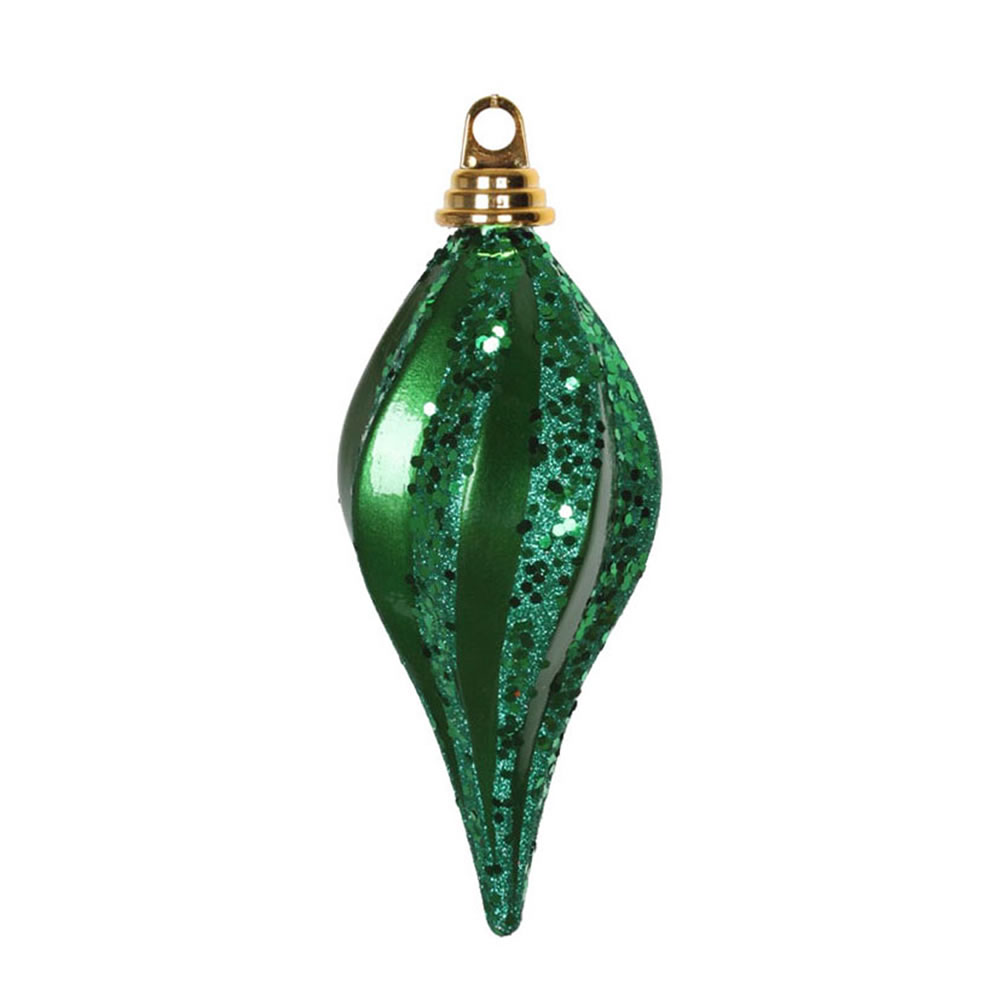 8 Inch Green Candy Glitter Swirl Drop Mardi Gras Ornament