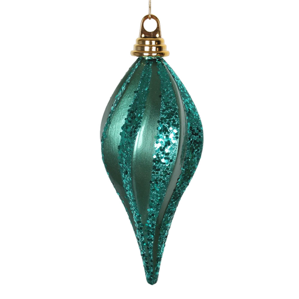 8 Inch Emerald Candy Glitter Swirl Drop Ornament