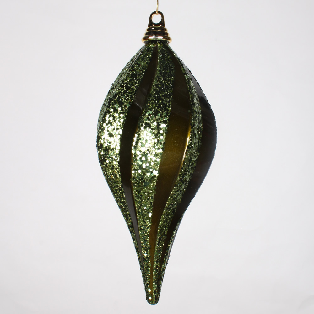 Christmastopia.com 12 Inch Olive Green Candy Glitter Swirl Drop Christmas Ornament