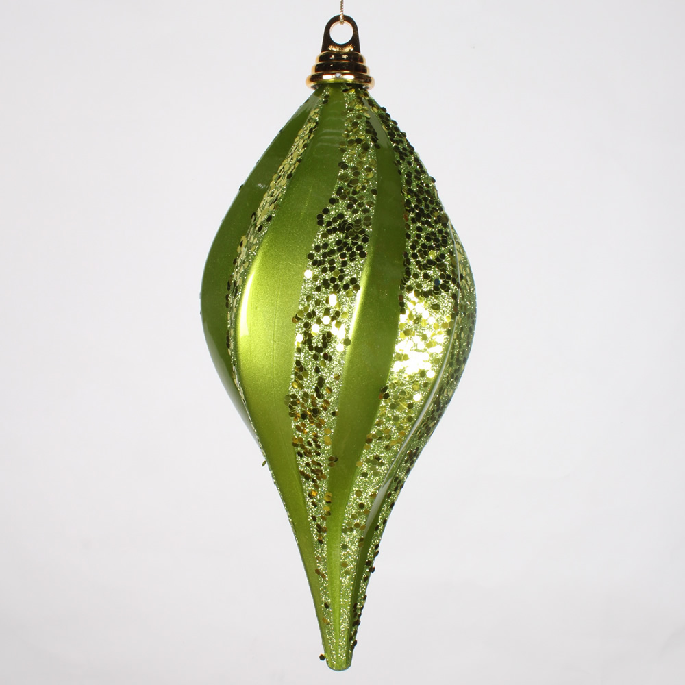 12 Inch Lime Green Candy Glitter Swirl Drop Christmas Ornament