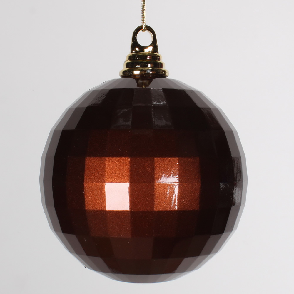5.5 Inch Chocolate Brown Candy Finish Mirror Round Christmas Ball Ornament