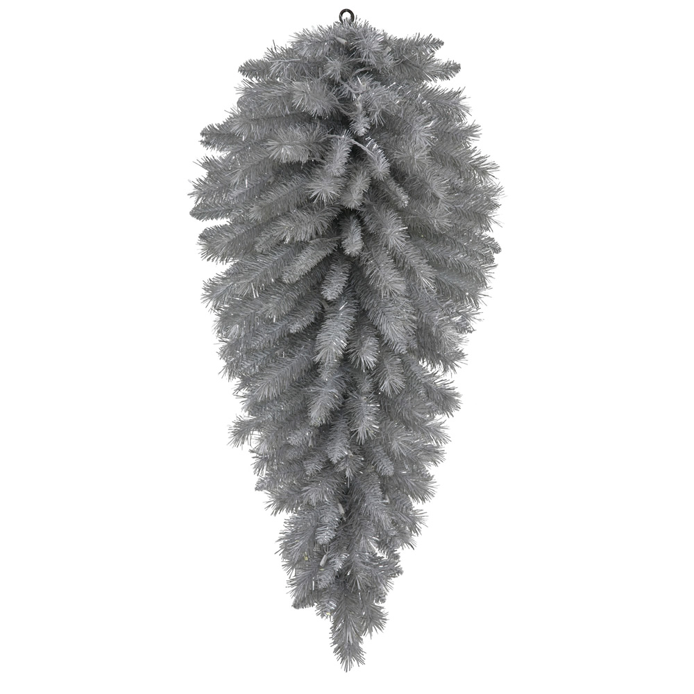 48 Inch Silver White Artificial Christmas Teardrop Unlit