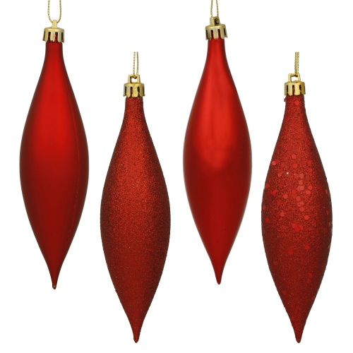 5.5 Inch Red Drop Christmas Ornament Assorted Finishes