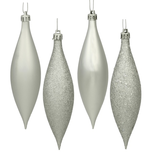 5.5 Inch Silver Drop Christmas Ornament Assorted Finishes