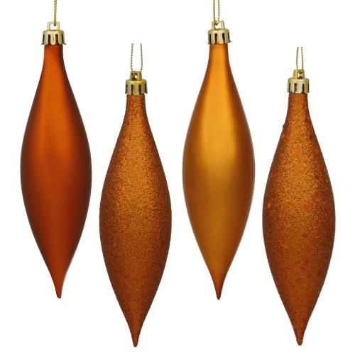 5.5 Inch Burnish Orange Drop Christmas Ornament Assorted Finishes