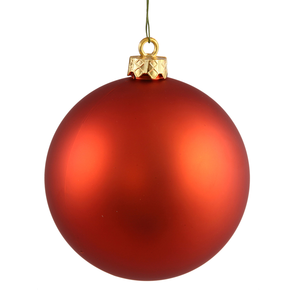 8 Inch Burnish Orange Matte Round Ornament