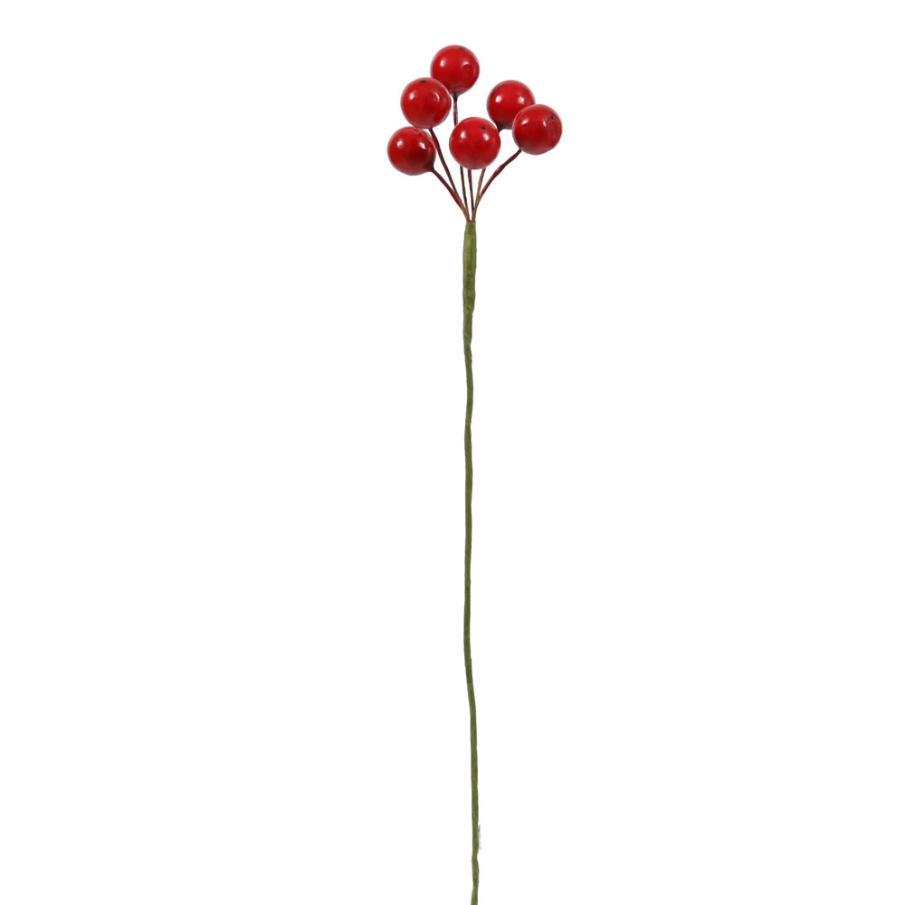 Christmastopia.com - 6 Red Berry Cluster 6 Inch Stem 10 per Set
